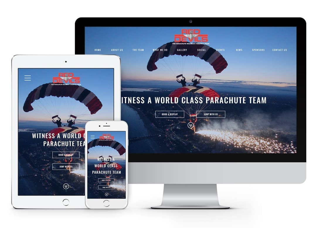 Red Devils Parachute Team Custom Web Design, Salisbury, Wiltshire.