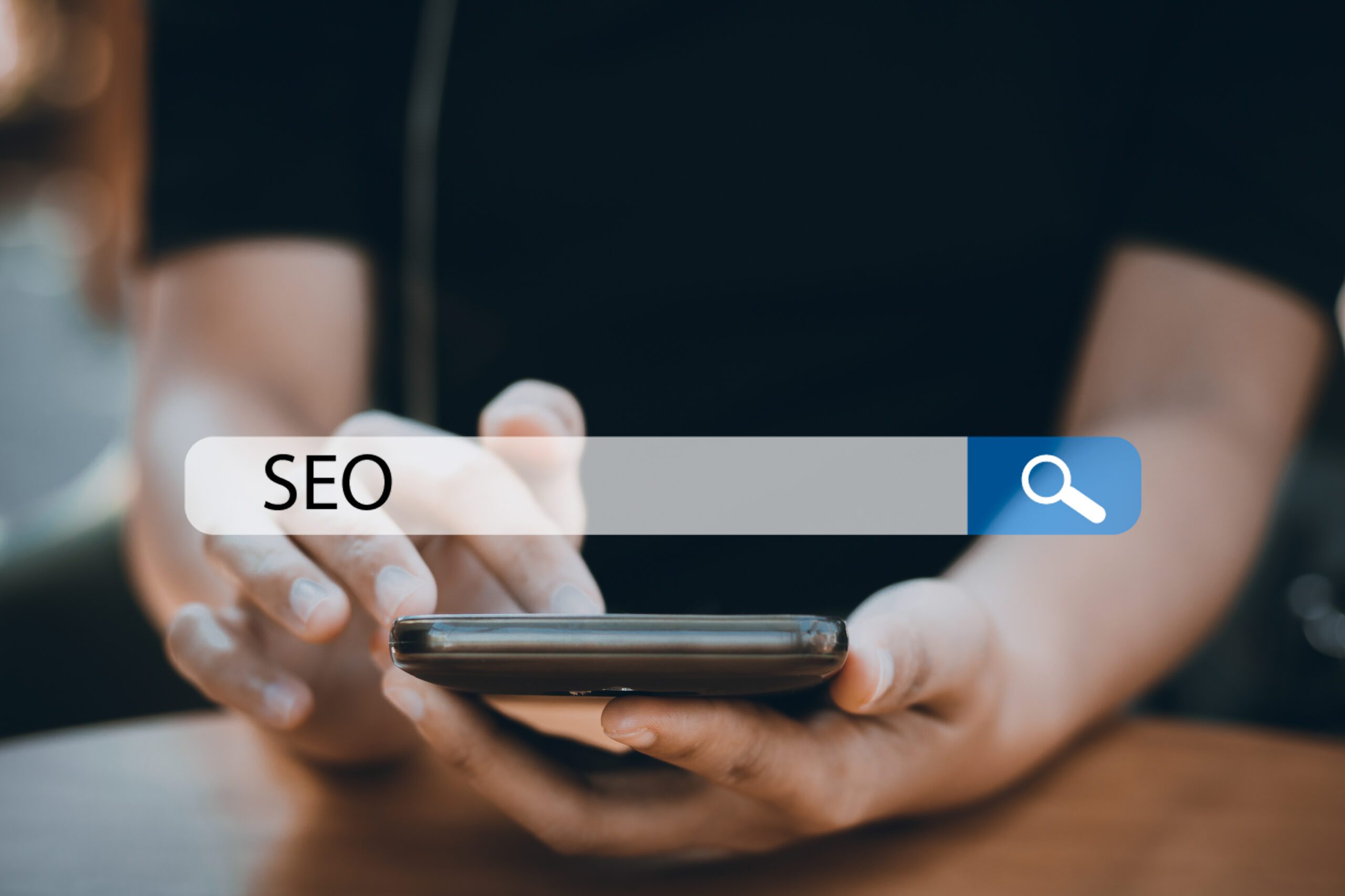 Searching Engine Optimizing SEO Browsing Concept, Businessman holding phone for looking information