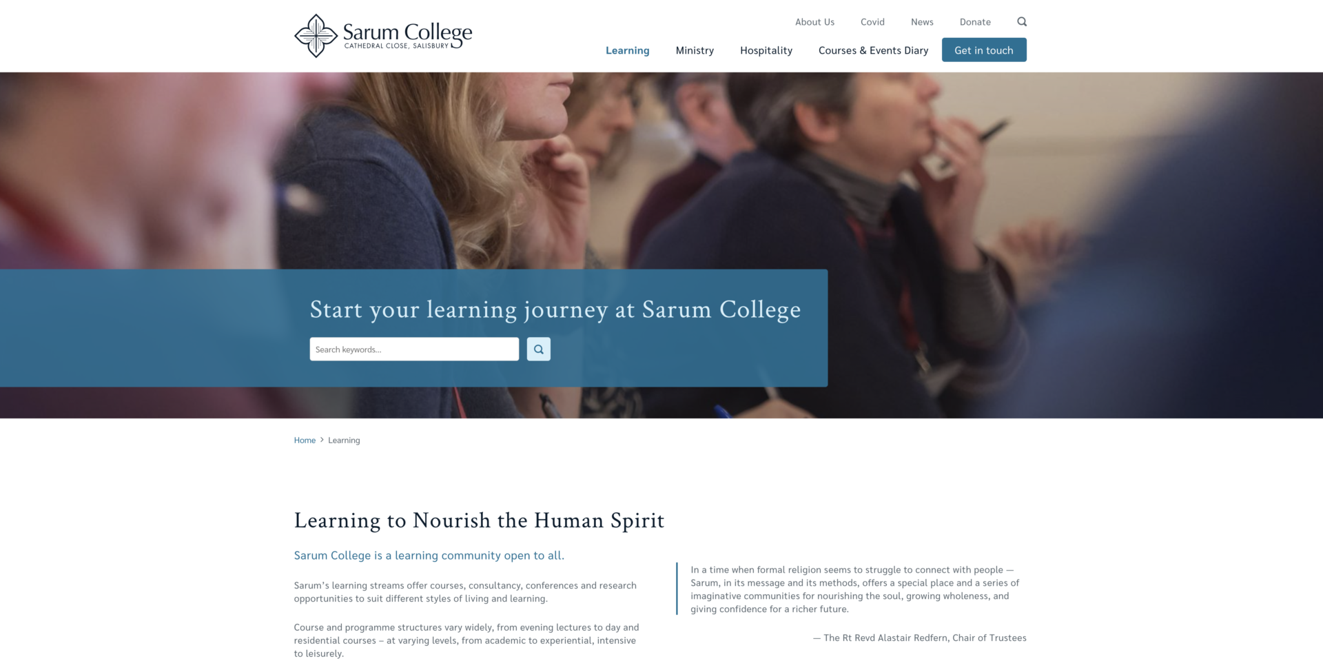Sarum College new work website design