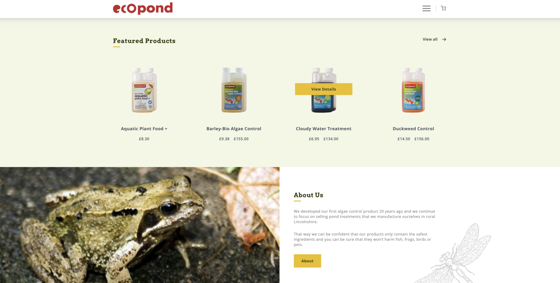 Eco Pond Website Design Screenshot