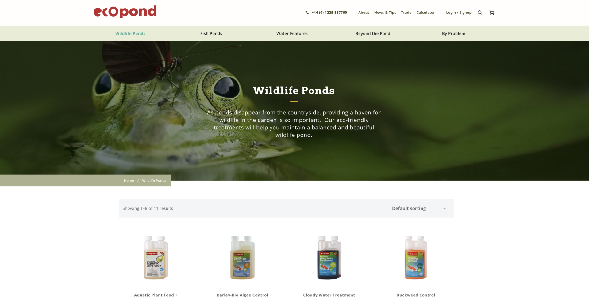 Eco Pond Website Design Screenshot