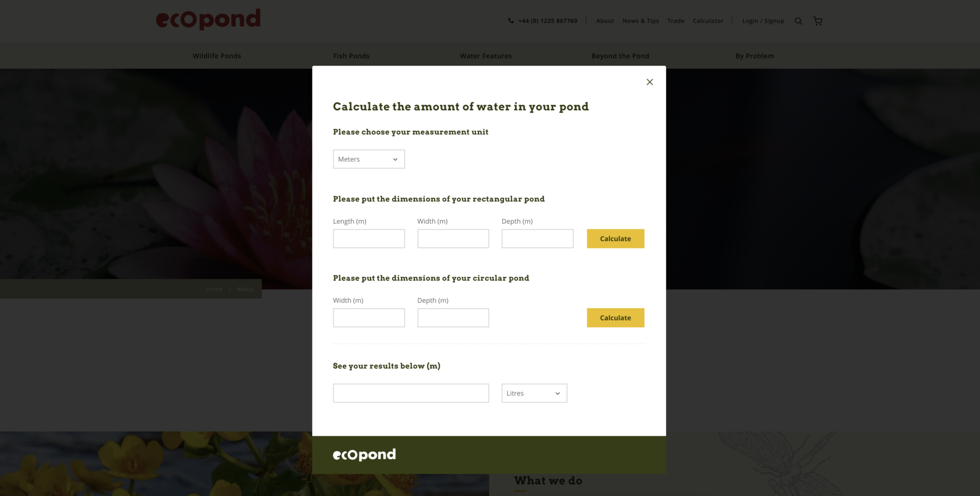 Eco Pond Website Design Screenshot