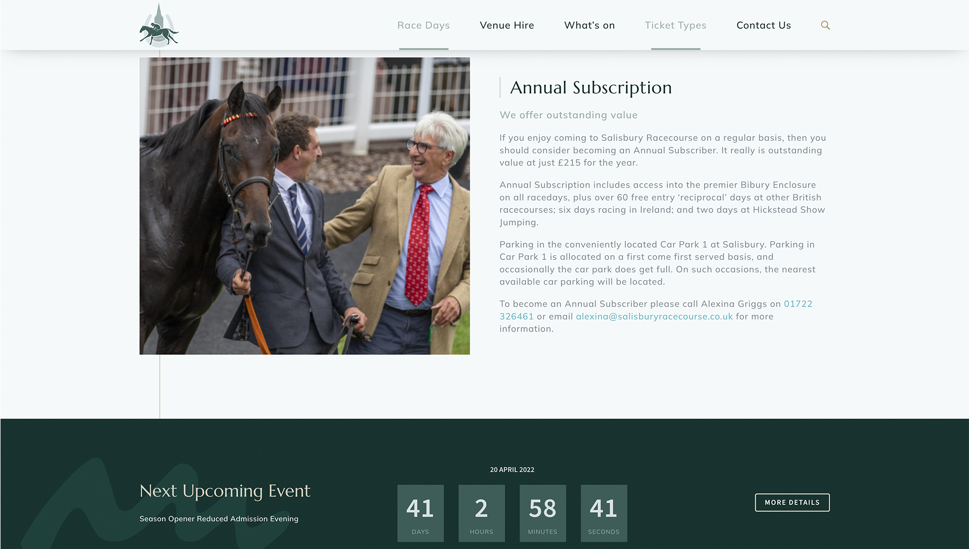 Salisbury Racecourse website design